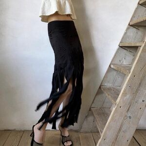 Connected Apparel size small Gothcore Elvira Black Asymmetrical Fringe Skirt